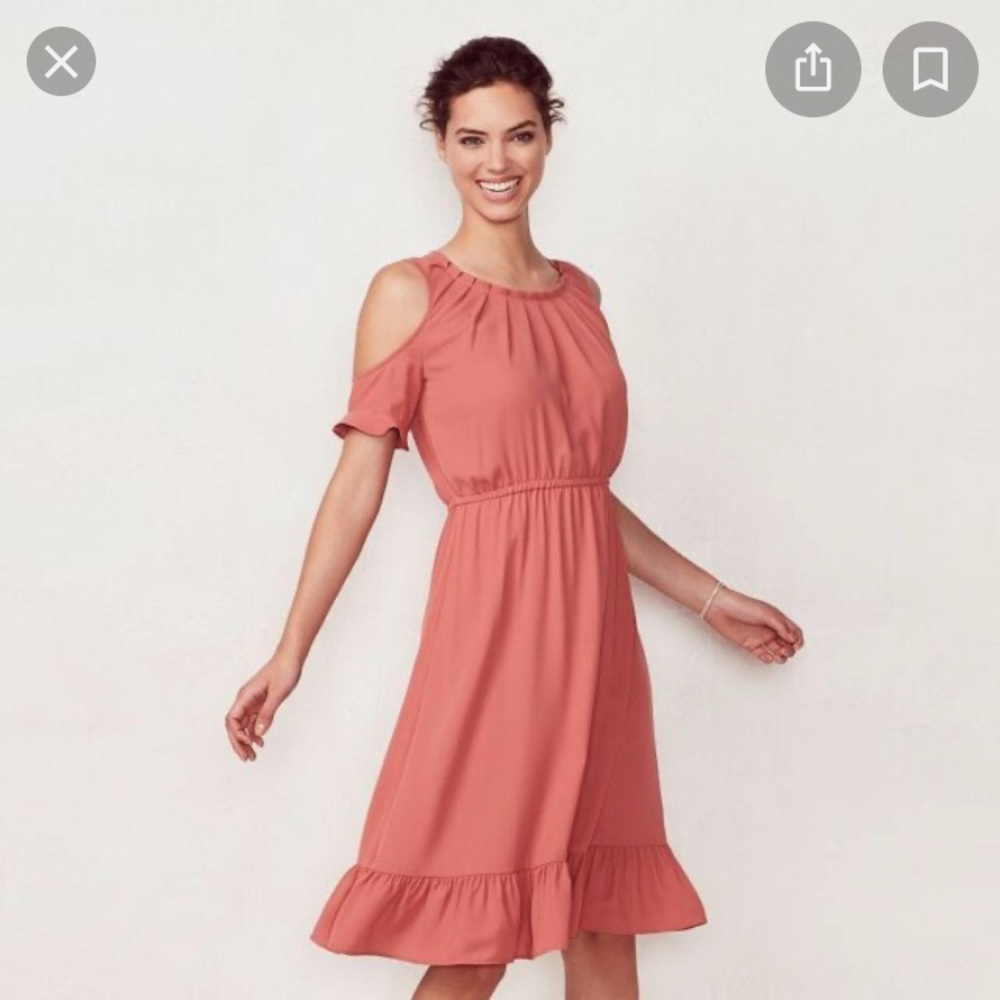 Lauren Conrad cold shoulder dusty rose dress